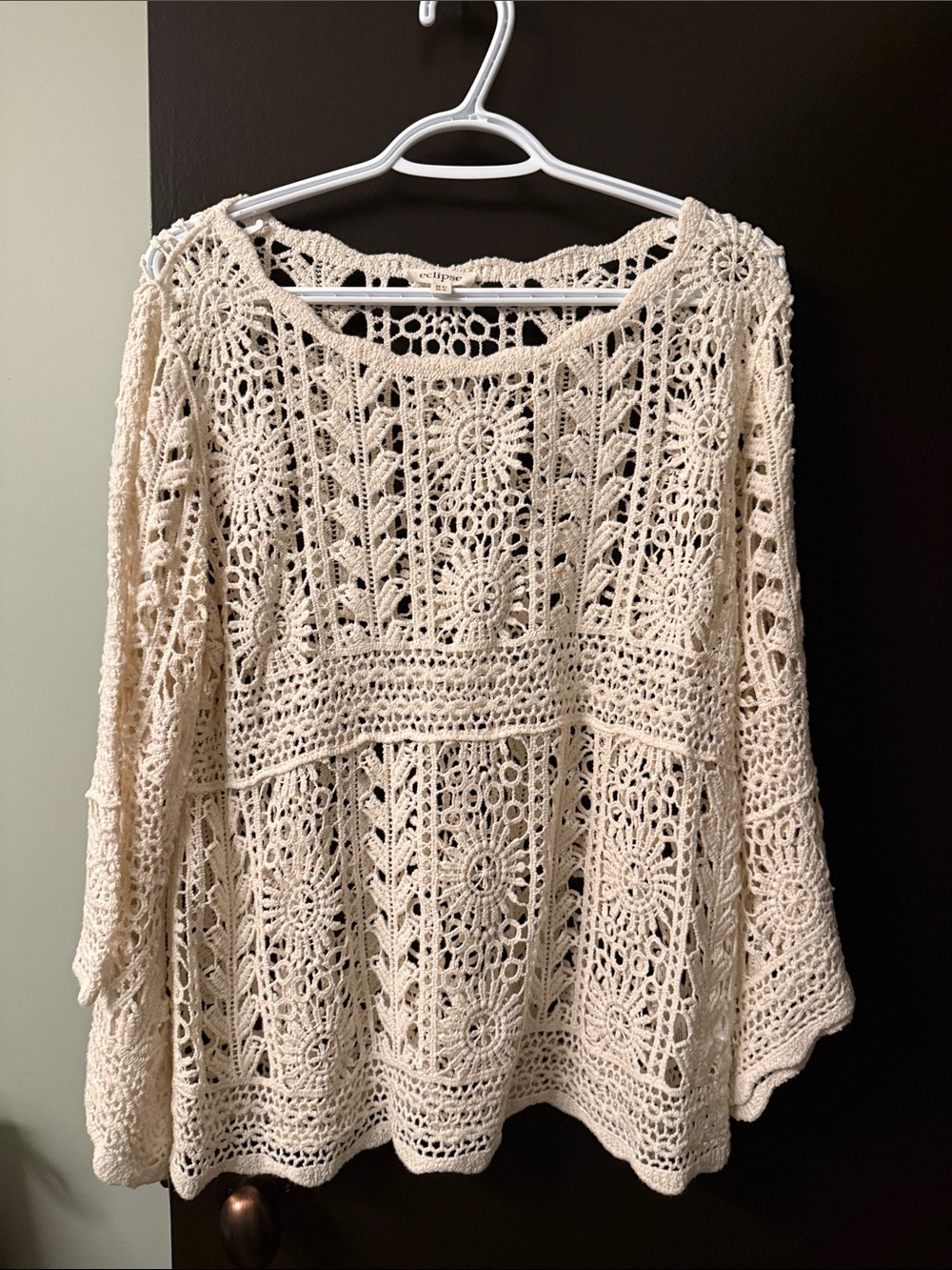 Eclipse Cream Crochet Openwork Tunic